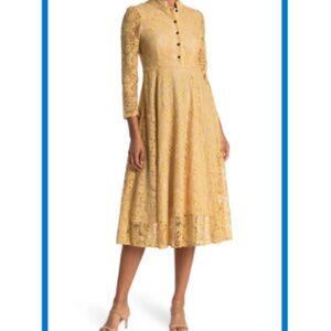 Elegant Yellow Lace Dress